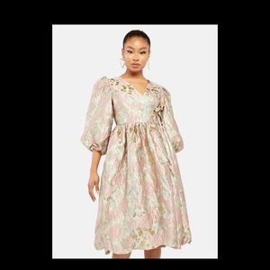 Sister Jane Gold Metallic Wrap Dress